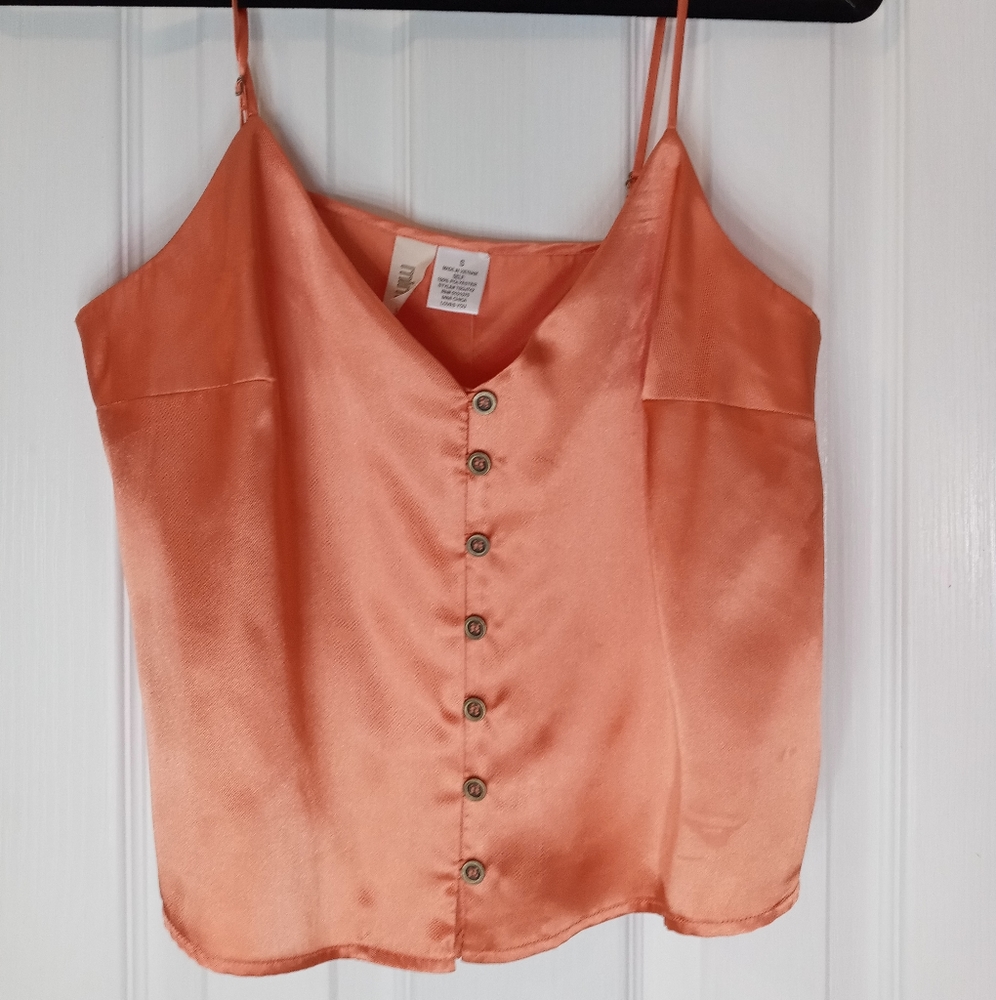 Mimi Chica Orange Satin Camisole - Small